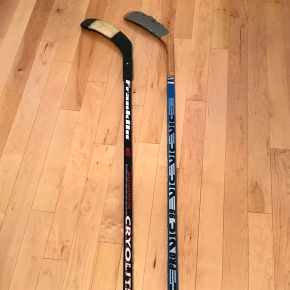 two hockey sticks